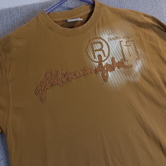 Fubu Platinum Tee Vtg L Rust Orange Logo Patch Spell Out - Picture 2 of 13